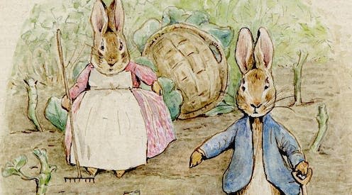 <span class="caption">An illustration by Beatrix Potter from The Tale of the Flopsy Bunnies.</span> <span class="attribution"><a class="link " href="https://www.britishmuseum.org/collection/image/218381001" rel="nofollow noopener" target="_blank" data-ylk="slk:The Trustees of the British Museum;elm:context_link;itc:0;sec:content-canvas">The Trustees of the British Museum</a>, <a class="link " href="http://creativecommons.org/licenses/by-nc-nd/4.0/" rel="nofollow noopener" target="_blank" data-ylk="slk:CC BY-NC-ND;elm:context_link;itc:0;sec:content-canvas">CC BY-NC-ND</a></span>