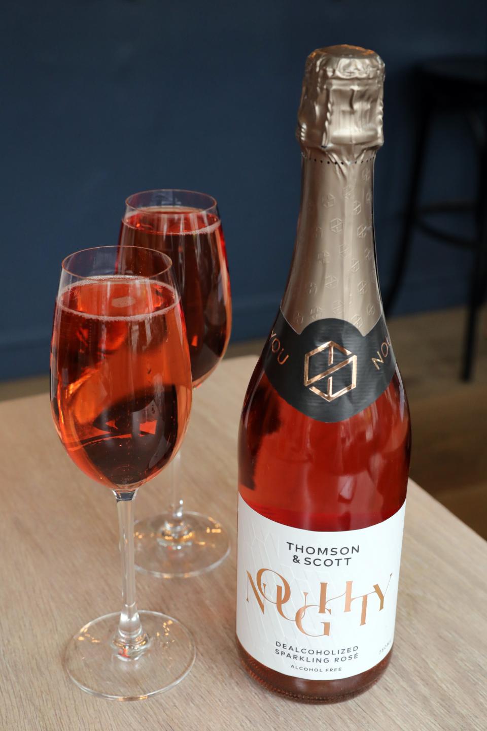 The Thomson & Scott Noughty Rose, an alcohol-free wine at Boro6 Wine Bar in Hastings-on-Hudson, Jan. 31, 2024.
