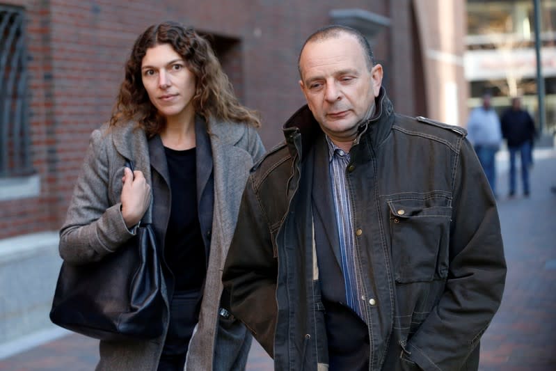 Test administrator Igor Dvorskiy leaves the federal courthouse in Boston