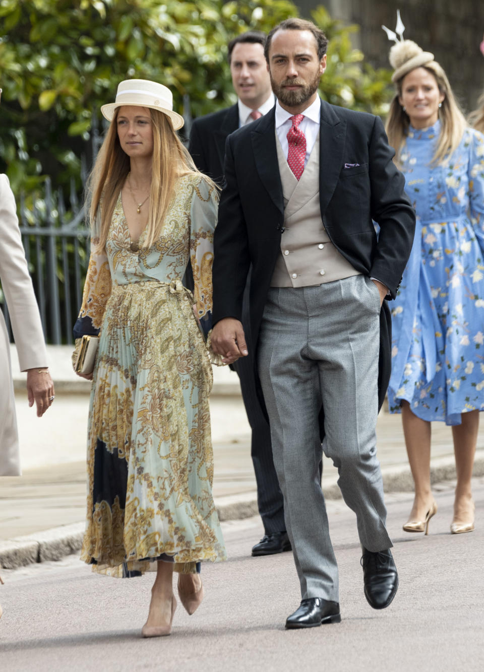 WINDSOR, ENGLAND - MAY 18: James Middleton and Alizee Thevenet attend the wedding of Lady Gabriella Windsor and Mr Thomas Kingston at St George's Chapel, Windsor Castle on May 18, 2019 in Windsor, England. (Photo by Mark Cuthbert/UK Press via Getty Images)