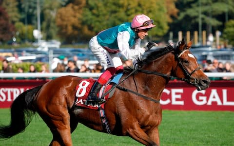 Italian jockey Frankie Dettori riding Enable - Credit: AFP