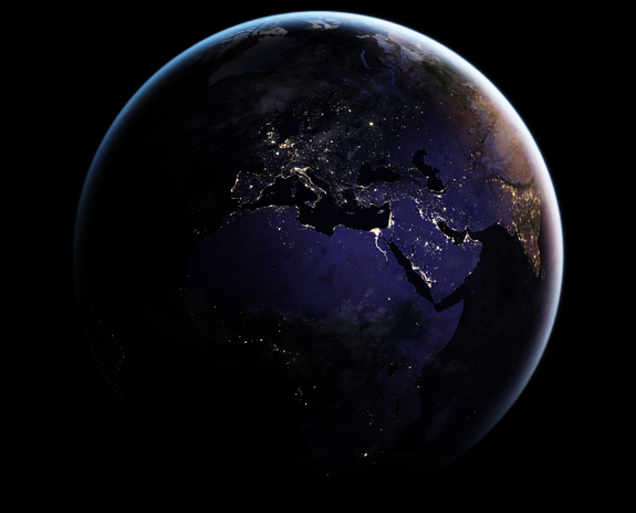 A global map of Earth at night.