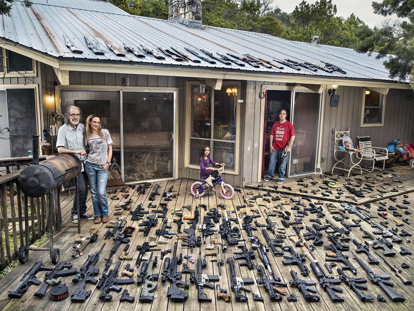 Gabriele Galimberti's photo shows a family in Texas: "Joel, Lynne, Paige and Joshua (44, 43, 5 and 11 years old) – central Texas, 2021".