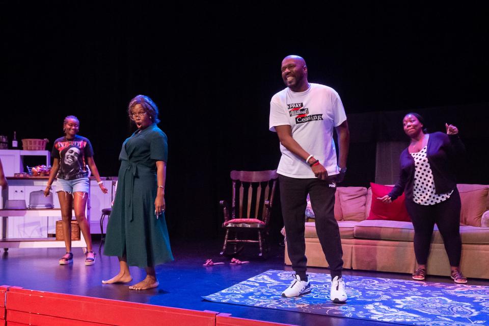 Actor rehearse for a performance of "The Juneteenth Story" on Monday. The two-hour play tells the story of freedom through the fictional Williams family as they prepare for the annual Juneteenth festival.