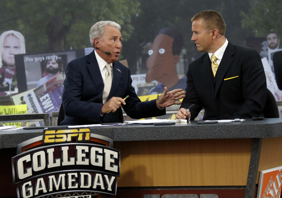 Eleven months from now, ESPN's "College GameDay" is headed overseas. (AP Photo/Rogelio V. Solis)