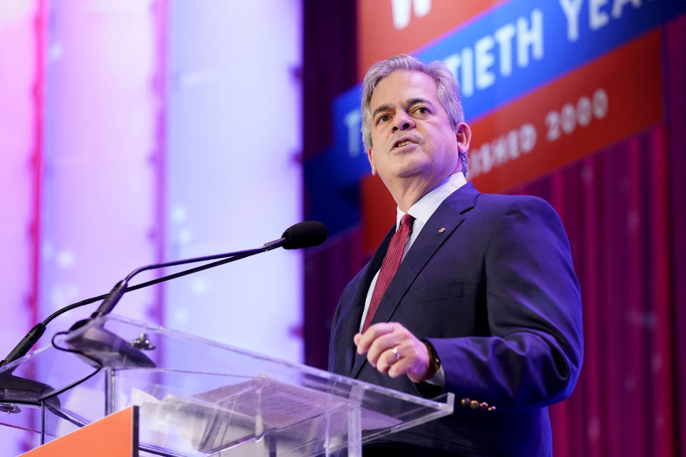 AUSTIN, TEXAS - OCTOBER 24: Austin’s 52nd Mayor Steve Adler speaks on stage during Texas Conference For Women 2019 at Austin Convention Center on October 24, 2019 in Austin, Texas. (Photo by Marla Aufmuth/Getty Images for Texas Conference for Women 2019)