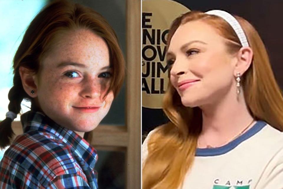 <p>everett collection; tiktok</p> Lindsay Lohan in "The Parent Trap" and on "The Tonight Show with Jimmy Fallon."