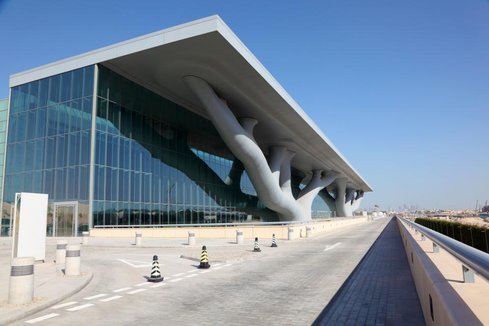 The Qatar National Convention Centre in Doha, designed by Isozaki in partnership with RHWL Architects