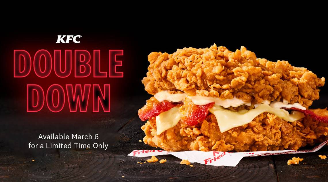 After a 10-year hiatus, KFC customers can again order the Double Down sandwich for a limited time starting March 6. 