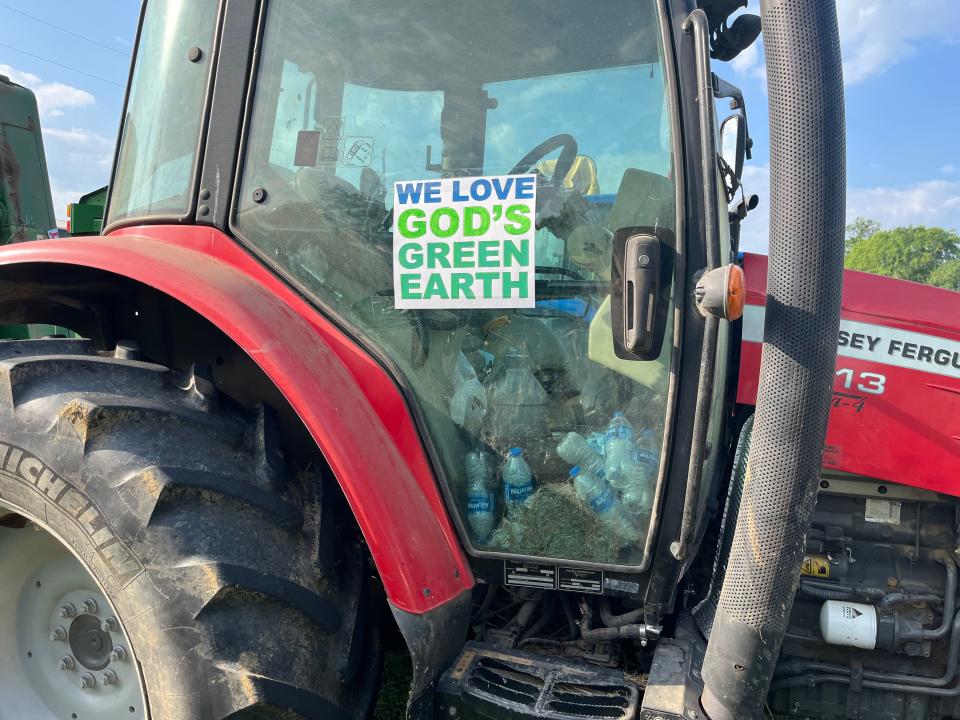 A tractor parked at the James E. Ward Agricultural Center in Lebanon just before pulling out as part of a tractor parade to protest an industrial development plan in rural Wilson County.