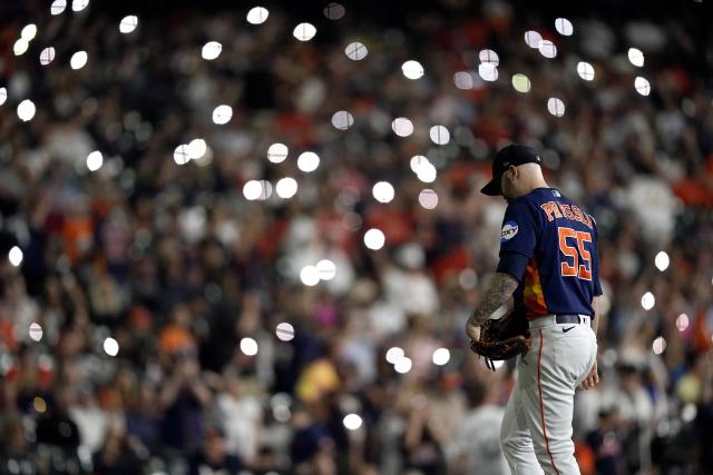 Houston Astros' J.J. Matijevic runs up the first base line during the  eighth inning of a baseball game against the Chicago White Sox Sunday, June  19, 2022, in Houston. (AP Photo/David J.