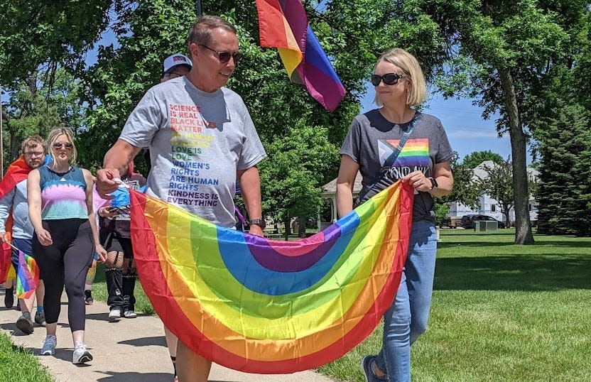 The Aberdeen Area Pride Festival kicked off Saturday afternoon with a solidary march from Aldrich Park south on Main Street to the Red Rooster Coffee House.