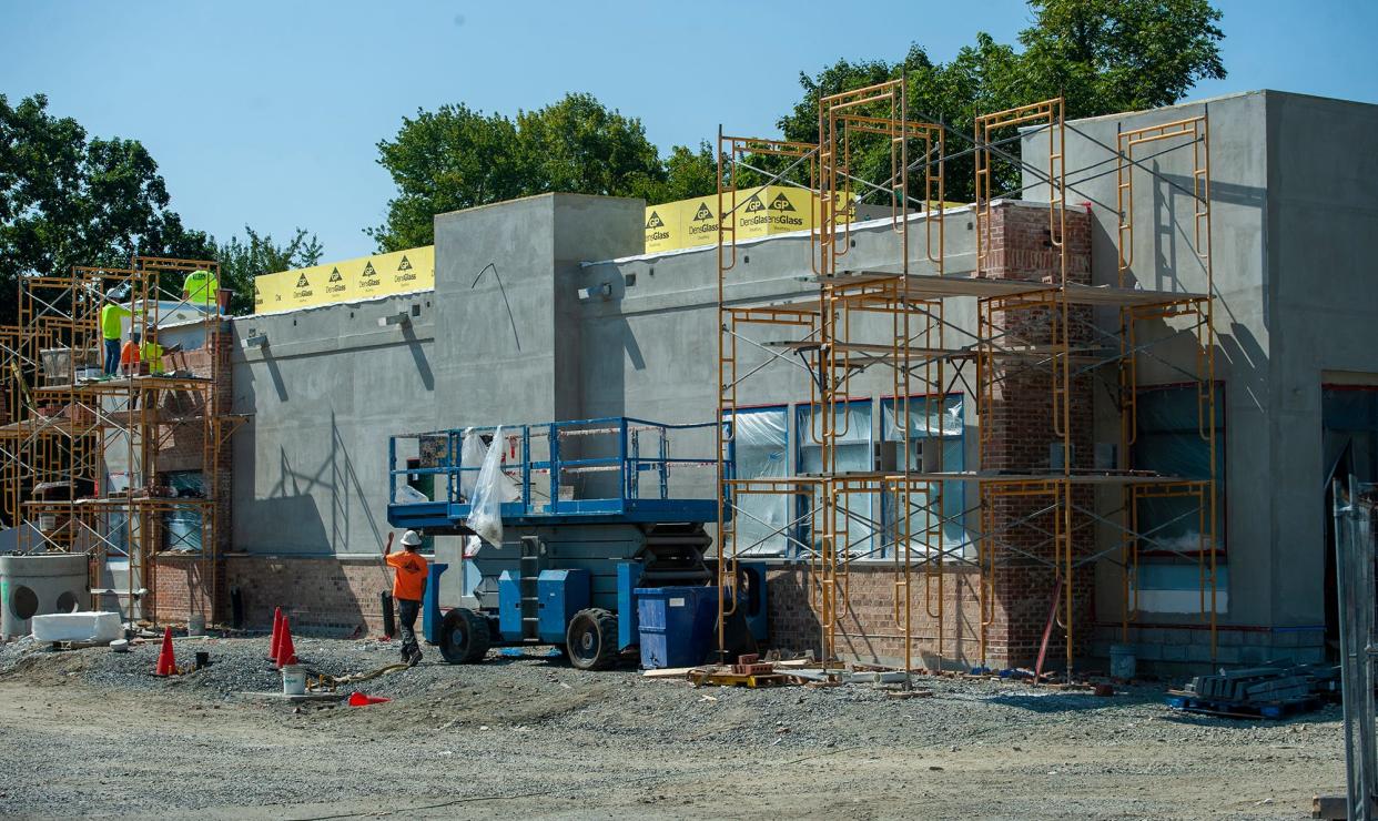 Raising Cane's Chicken Fingers is being constructed on the site of the former Aegan Restaurant on Cochituate Road in Framingham, Aug. 27, 2024.