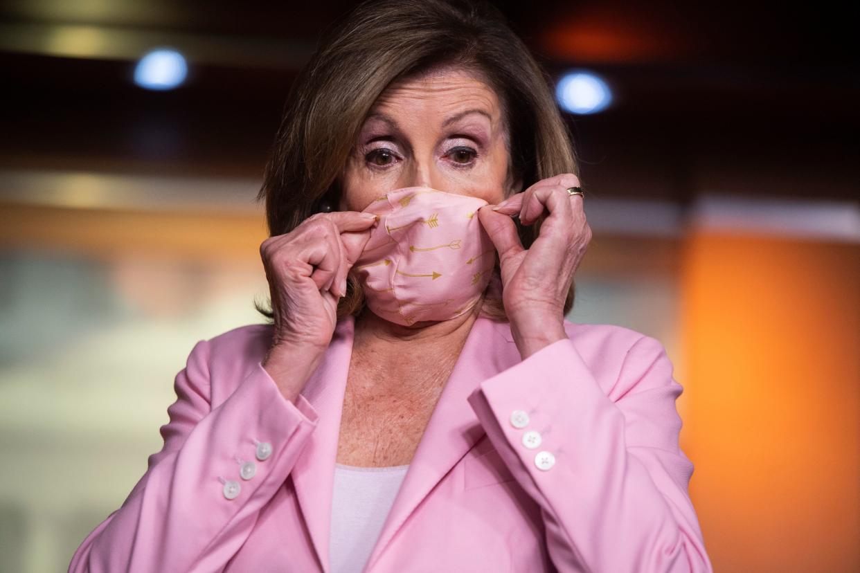 Speaker of the House Nancy Pelosi at a news conference on June 18, 2020. 