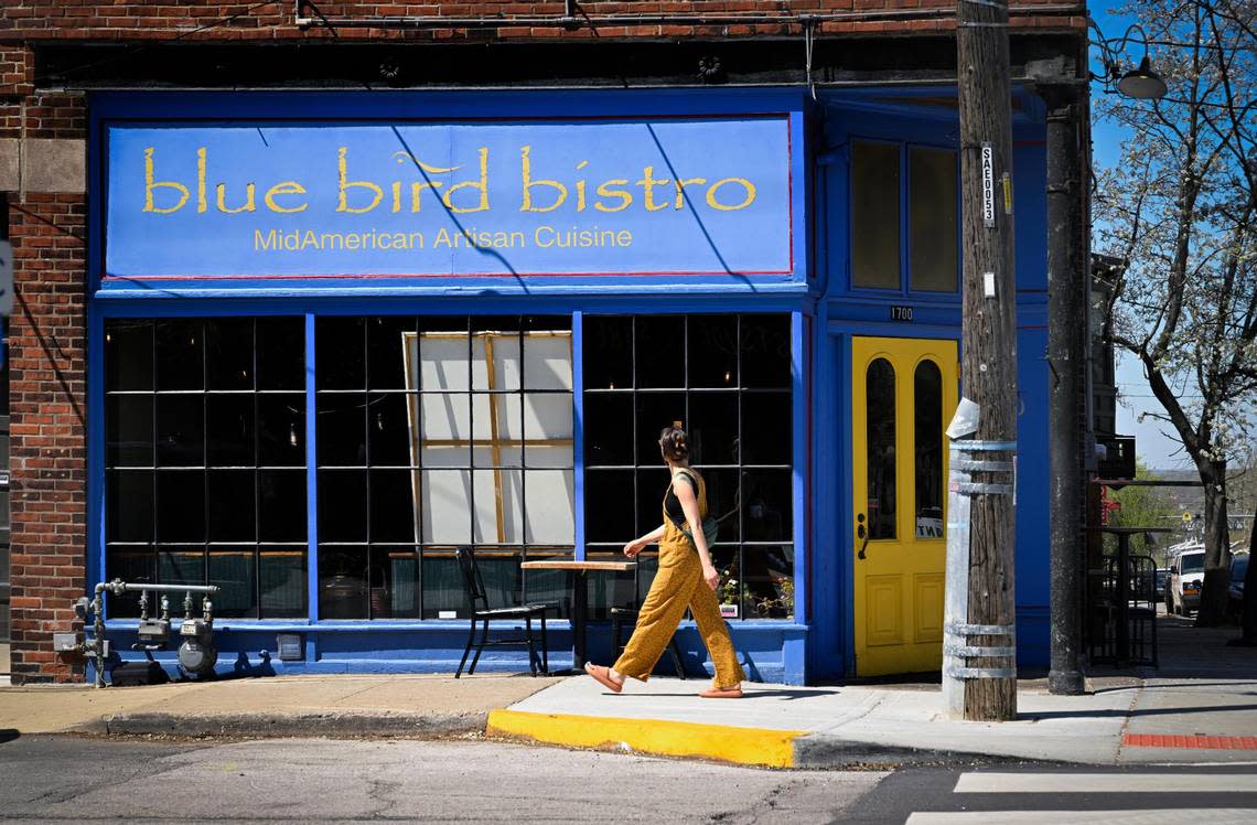 Blue Bird Bistro at 17th and Summit streets, where historic buildings have become popular shops and restaurants.