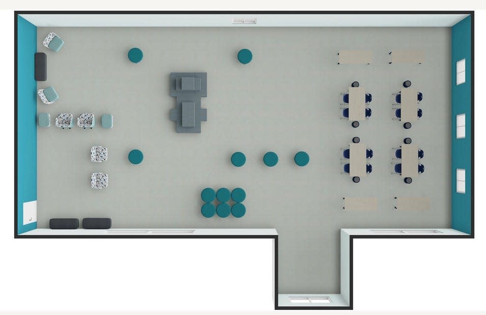 This is a floor plan for the Mowrey Elementary School library Jennifer Smith entered in the KI makeover contest.