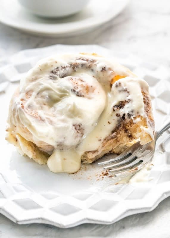 <p>A Cinnabon copycat recipe, about the closest you’ll get to the real thing. Super easy to make.</p><p><strong>Get the recipe: </strong><a href="https://www.jocooks.com/recipes/cinnabons-cinnamon-rolls/" rel="nofollow noopener" target="_blank" data-ylk="slk:Cinnabons Cinnamon Rolls Recipe;elm:context_link;itc:0;sec:content-canvas" class="link ">Cinnabons Cinnamon Rolls Recipe</a></p>