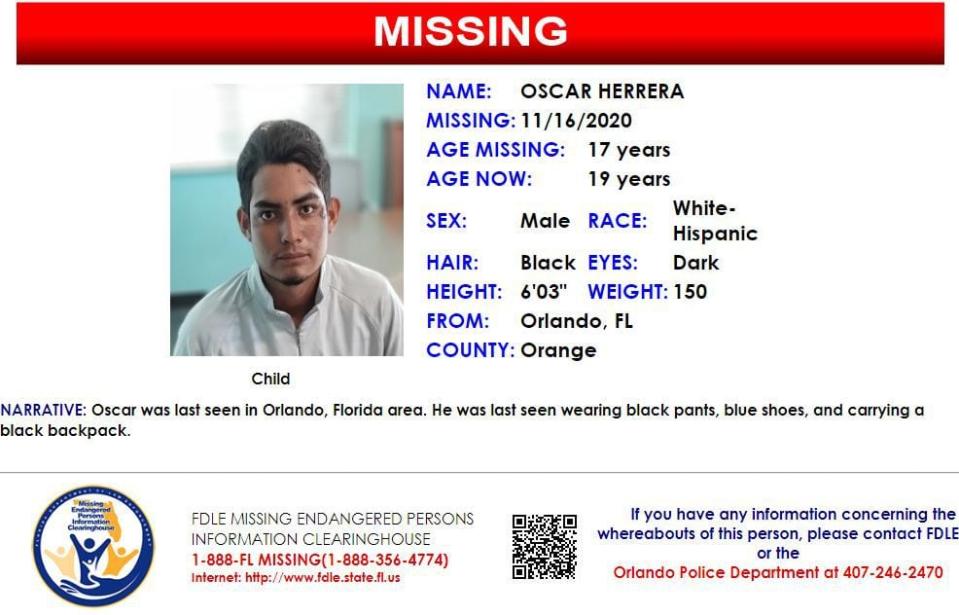 Oscar Herrera was last seen in Orlando on Nov. 16, 2020.