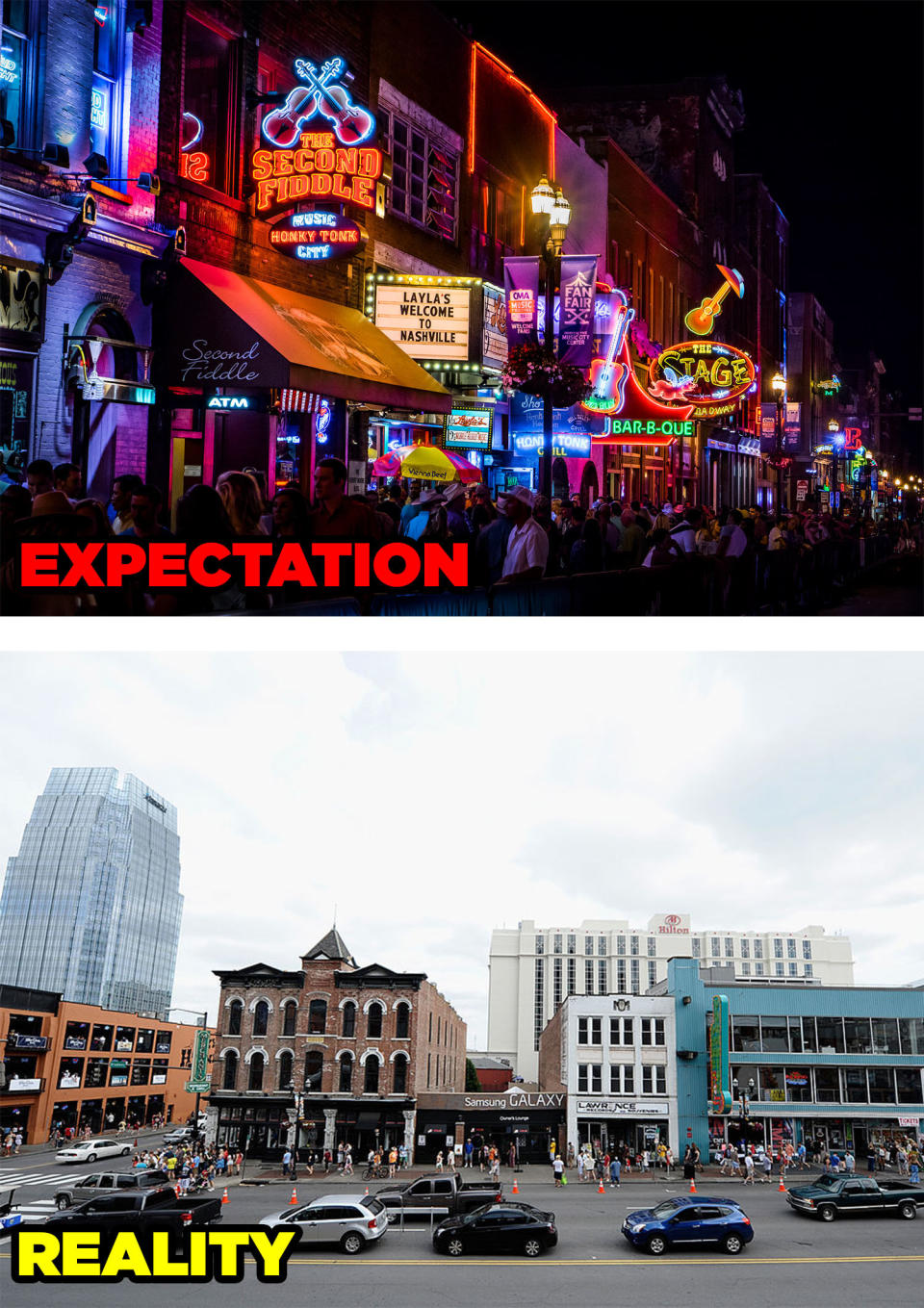 <div><p>"When I was in college, Nashville was still a fun place to visit because the 'boom' hadn’t happened yet. I even considered moving there after grad school because cost of living was so similar to where I was at the time. <b>Now it’s totally unaffordable, overrun by tourist traps and influencers, and the charm is totally gone.</b> It went from being a chill place with character to an overcrowded commercial trap."</p><p>—<a href="https://www.reddit.com/user/degrassipurist/" rel="nofollow noopener" target="_blank" data-ylk="slk:degrassipurist;elm:context_link;itc:0;sec:content-canvas" class="link "><u>degrassipurist</u></a></p><p>"Nashville is <b>just one huge continuous bachelorette party at this point.</b>"</p><p>—<a href="https://www.reddit.com/user/hoptownky/" rel="nofollow noopener" target="_blank" data-ylk="slk:hoptownky;elm:context_link;itc:0;sec:content-canvas" class="link ">hoptownky</a></p></div><span> Getty Images</span>