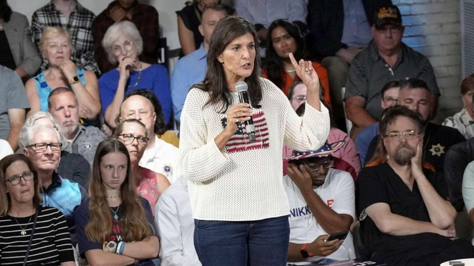 PHOTO: FILE - Republican presidential candidate Nikki Haley speaks at a campaign event, July 20, 2023, in Greenville, S.C. (Meg Kinnard/AP, FILE)