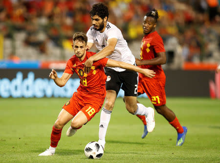 Soccer Football - International Friendly - Belgium vs Egypt - King Baudouin Stadium, Brussels, Belgium - June 6, 2018 Belgium's Adnan Januzaj in action with Egypt's Ali Gabr REUTERS/Francois Lenoir