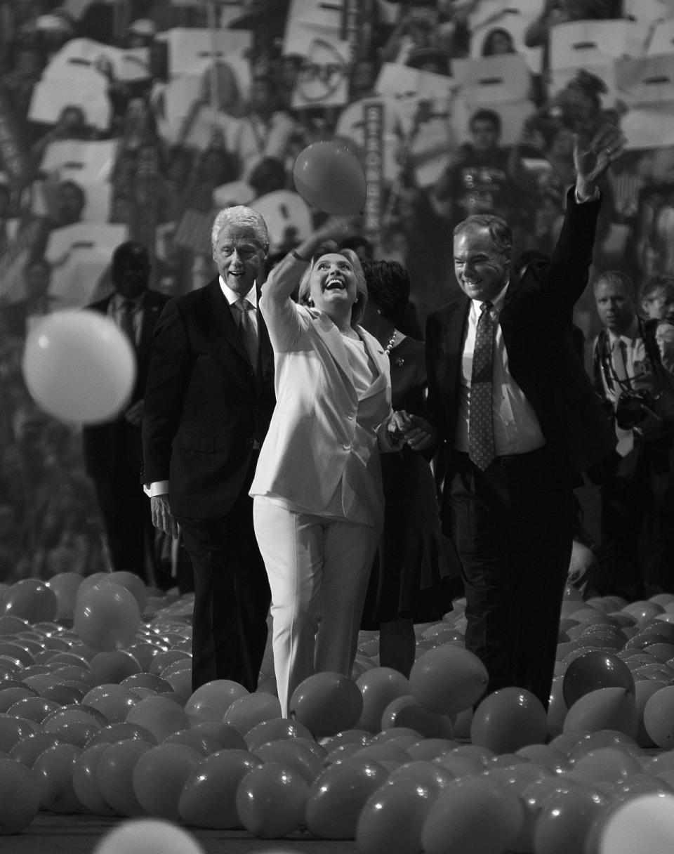 <p>The Clintons and the Kaines on stage at the Democratic National Convention Thursday, July 28, 2016, in Philadelphia, PA. (Photo: Khue Bui for Yahoo News)</p>