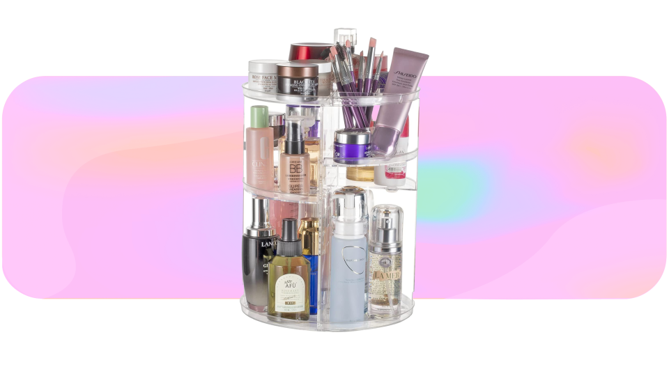 Tidy up your vanity with the Argox 360 Rotating Makeup Organizer.