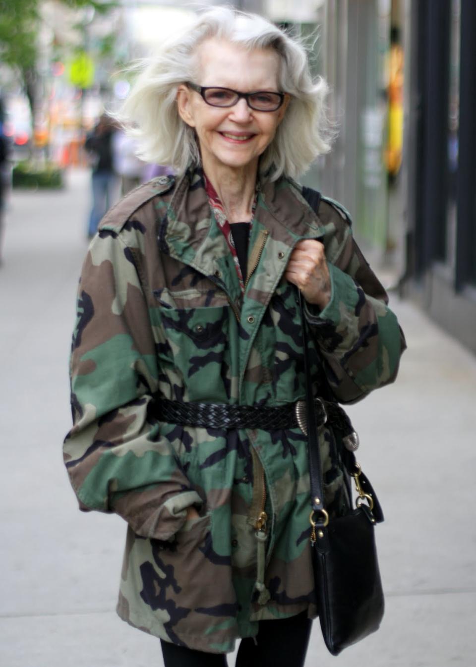 Boho belted army fatigues in New York