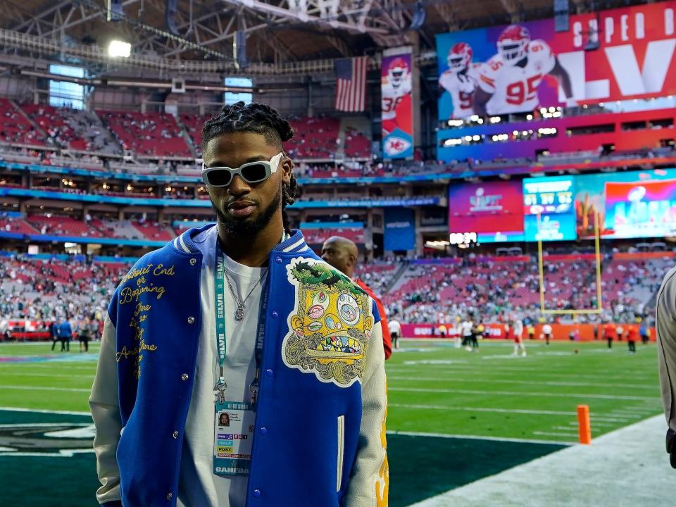 Damar Hamlin attends Super Bowl LVII.