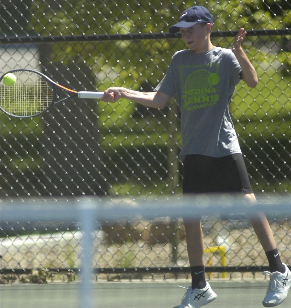 Reid Wash during junior division play of the T-G Tennis Open at Brookside Park Friday, June 24, 2022.