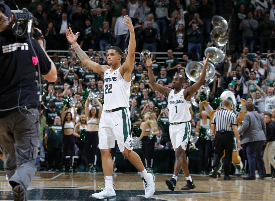 Michigan State edged Purdue on Saturday, but was it enough to elevate the Spartans to the top seed line? (AP Photo/Al Goldis)