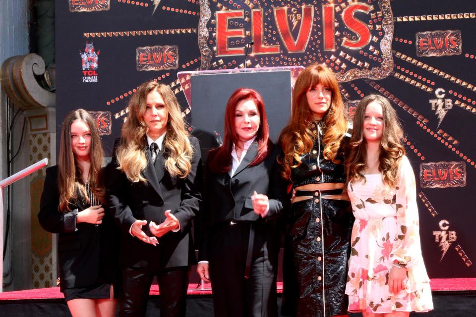 Harper Vivienne Ann Lockwood, Lisa Marie Presley, Priscilla Presley, Riley Keough, Finley Aaron Love Lockwood at the Handprint Ceremony Honoring Priscilla Presley, Lisa Marie Presley And Riley Keough