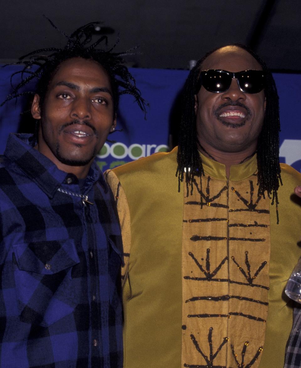 Coolio and Stevie Wonder at the Billboard Music Awards in New York, 1995 - Ron Galella Collection via Getty Images