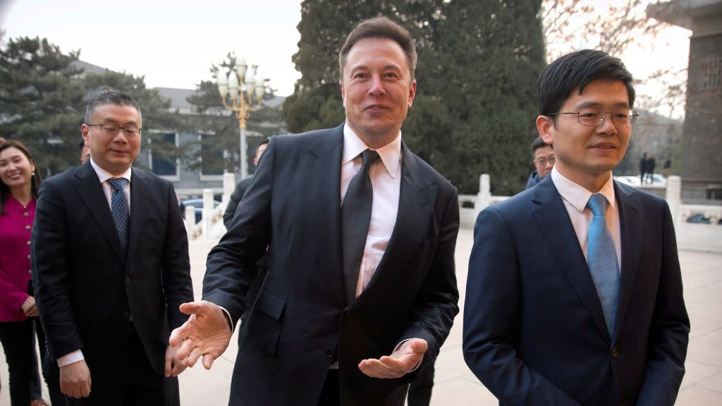 Tesla CEO Elon Musk gestures as he waits for a meeting with Chinese Premier Li Keqiang at the Zhongnanhai leadership compound in Beijing, China, January 9, 2019.
