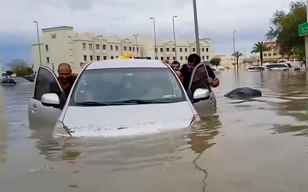 Roads in Dubai were flooded after torrential rain