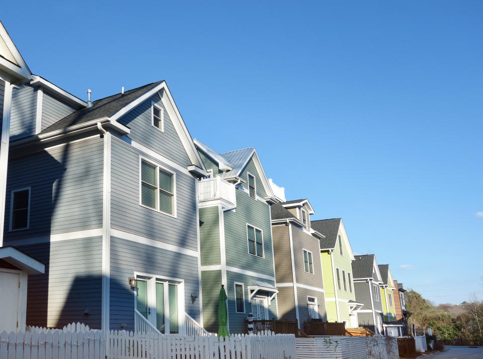 New colorful homes near downtown in Raleigh NC