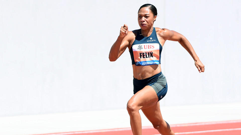 Pictured here, champion American sprinter Allyson Felix in action.