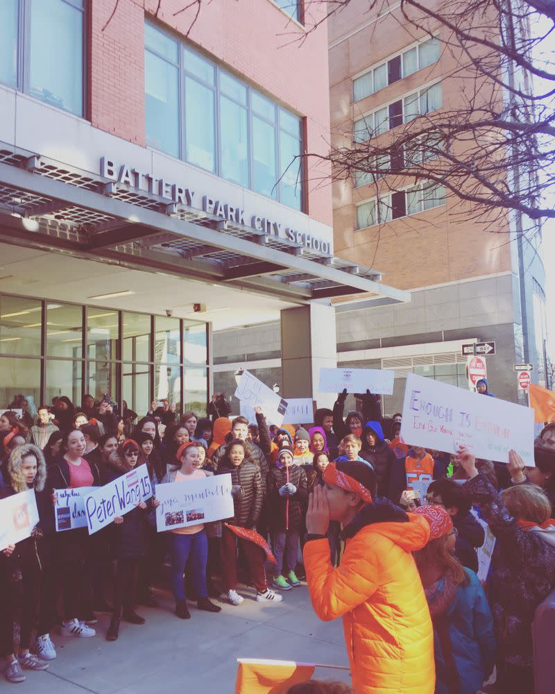 Students at Battery Park City School in New York City