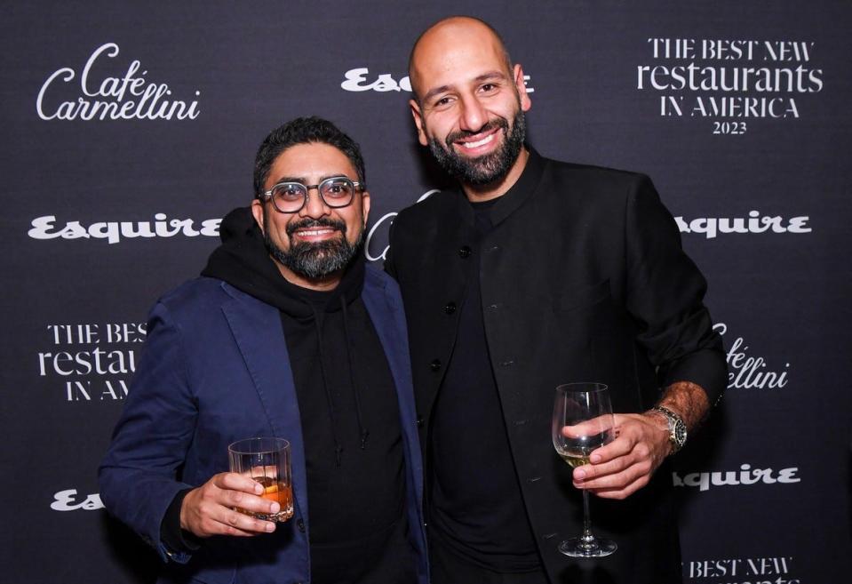 Chef Niven Patel (left) and business partner Mohamed Alkassar celebrate after Esquire named their Coral Gables restaurant Erba one of 2023’s “Best New Restaurants in America”. The duo will open a restaurant in Tequesta in February.