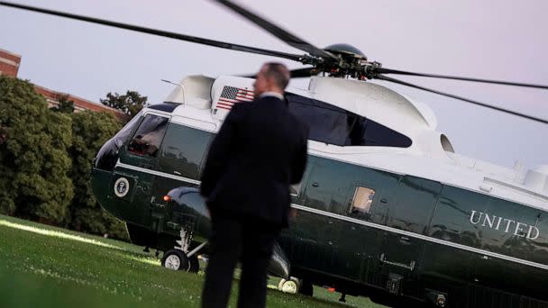 PHOTO: A Secret Service agent stands by after Marine One at Fort McNair in Washington, D.C., July 10, 2022. (Joshua Roberts/Reuters, FILE)