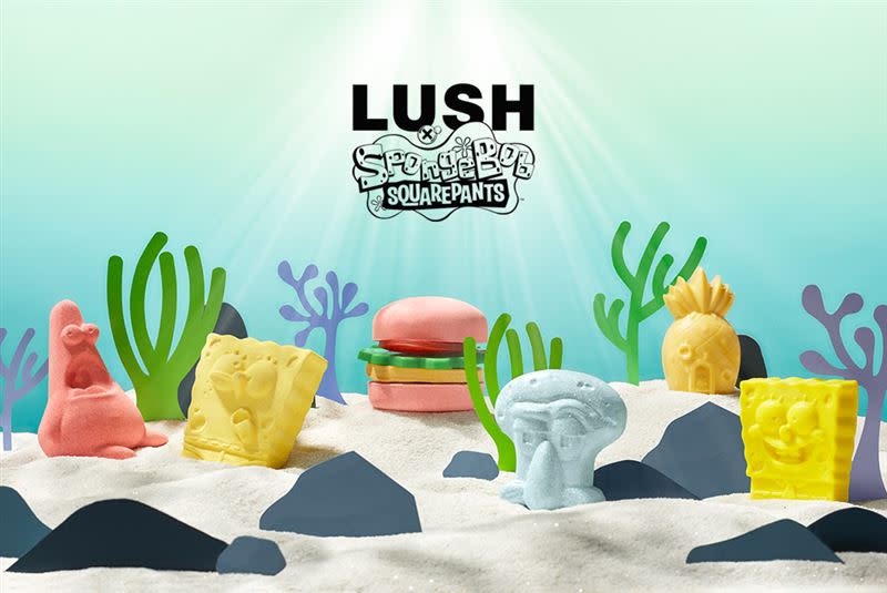 LUSH X 海綿寶寶推出限定聯名系列。（圖／品牌提供）