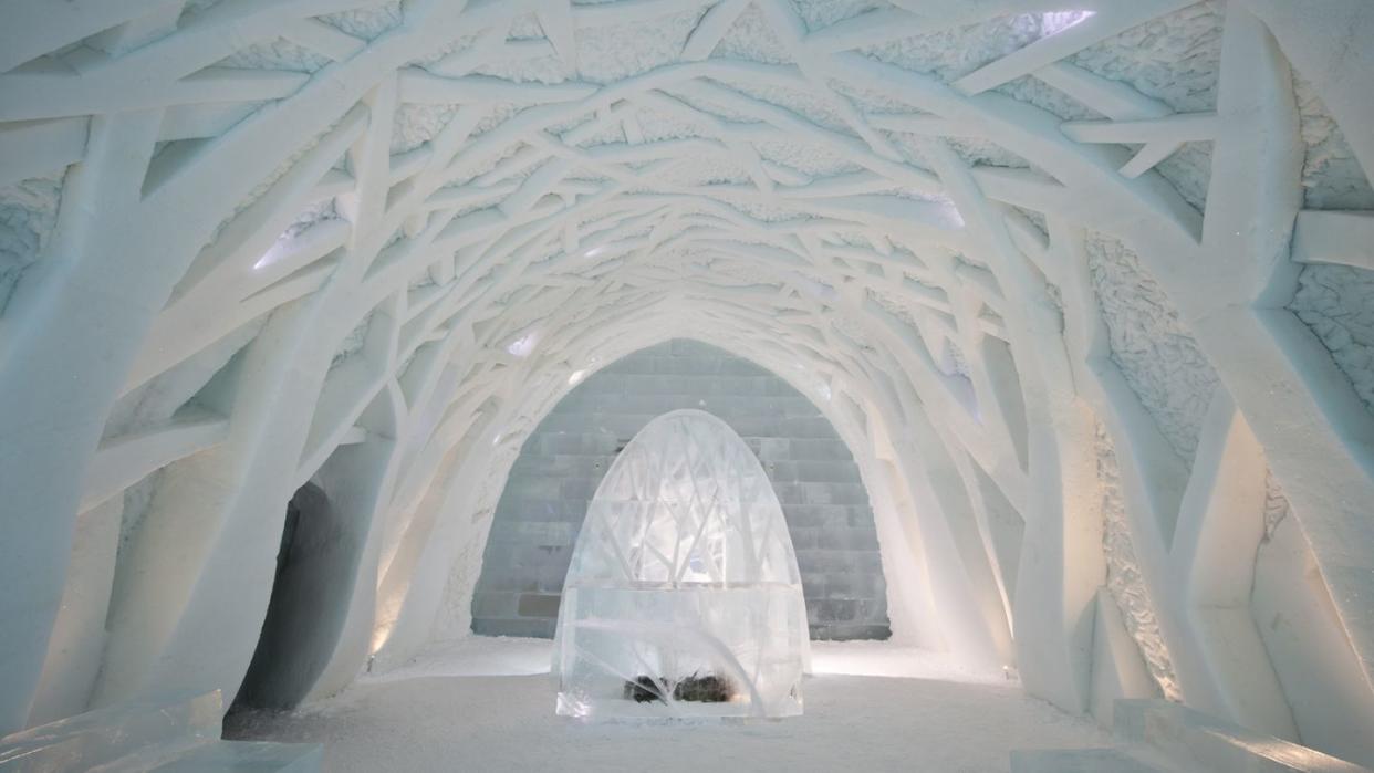 Ice hotel, Freezing, Building, Architecture, Arch, Ice, Vault, Winter, Igloo, Ceiling, 