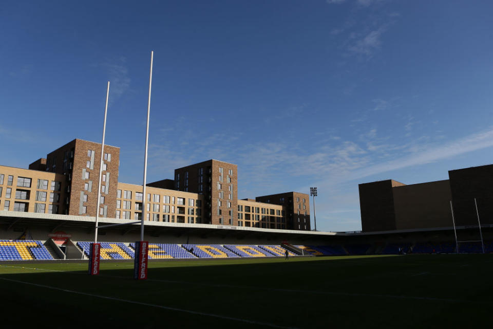 Wimbledon, ENGLAND - JANUARY 30: A general view inside the stadium prior to the Betfred Championship match between London Broncos and Widnes Vikings at The Cherry Red Records Stadium on January 30, 2022 in Wimbledon, England. (Photo by Jacques Feeney/Getty Images)