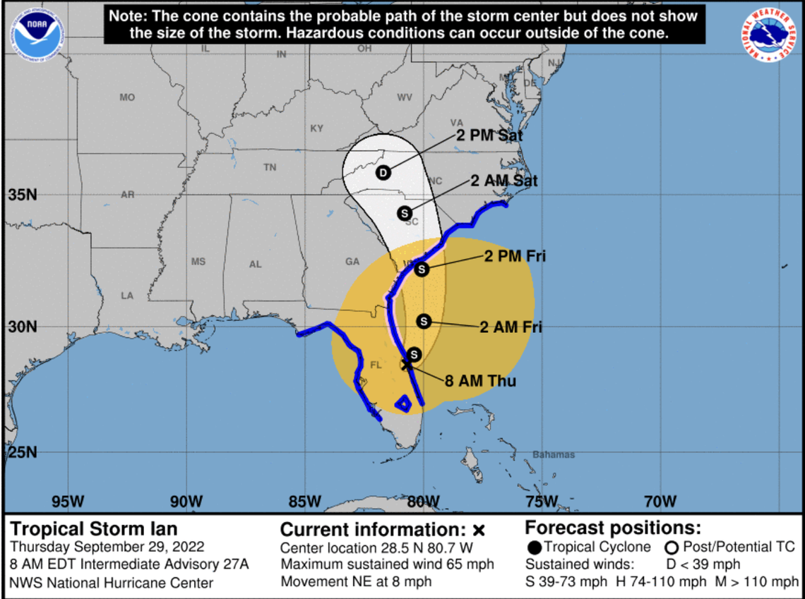 Tropical Storm Ian is forecast to leave Florida soon