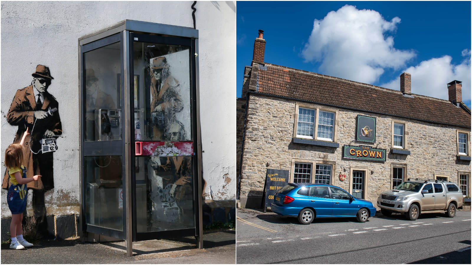 Banksy has been linked The Crown pub in Somerset. (Getty and SWNS)