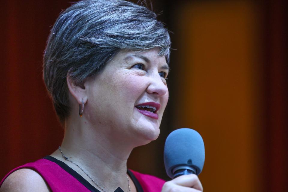 State Senator Laura Sturgeon delivers remarks during a Chinese New Year celebration event on Sunday, February 18, 2024 at the Chinese American Community Center in Hockessin.