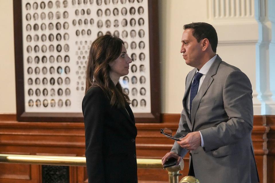 Rep. Trey Martinez Fischer, right, shown speaking with Austin's Rep. Gina Hinojosa, said that proposed casino legislation didn't go far enough to ensure casinos hire companies owned by women or people of color, or whose employees are union members.