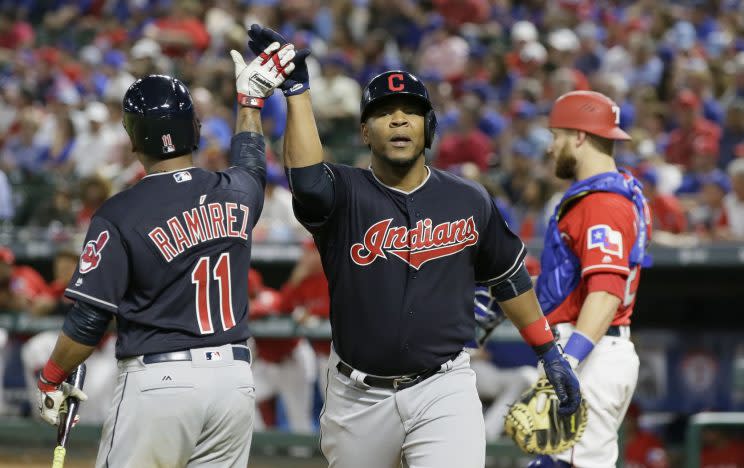 Edwin Encarnacion wasted no time showing off his power. (AP Photo)