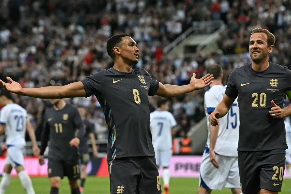 Trent Alexander-Arnold scored a good goal for England against Bosnia  (AFP via Getty Images)