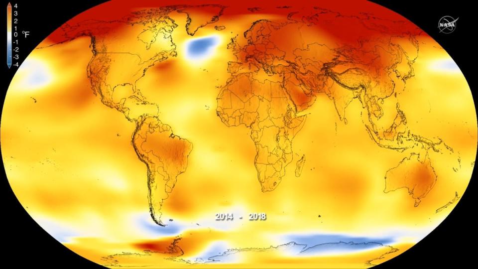 Earth's surface temperatures in 2018 were the fourth-highest of any year since